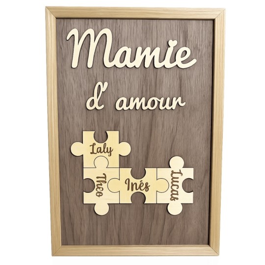 🧩 Cadre personnalisé A4 "Mamie d’amour" 🧩